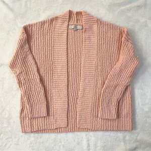 LOFT Peach Open Front Ribbed Cardigan